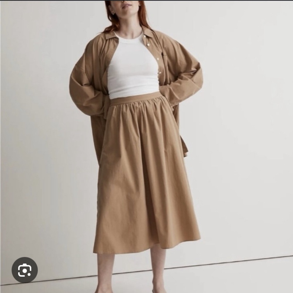 FINAL SALE - Madewell - signature poplin side button midi skirt - M-